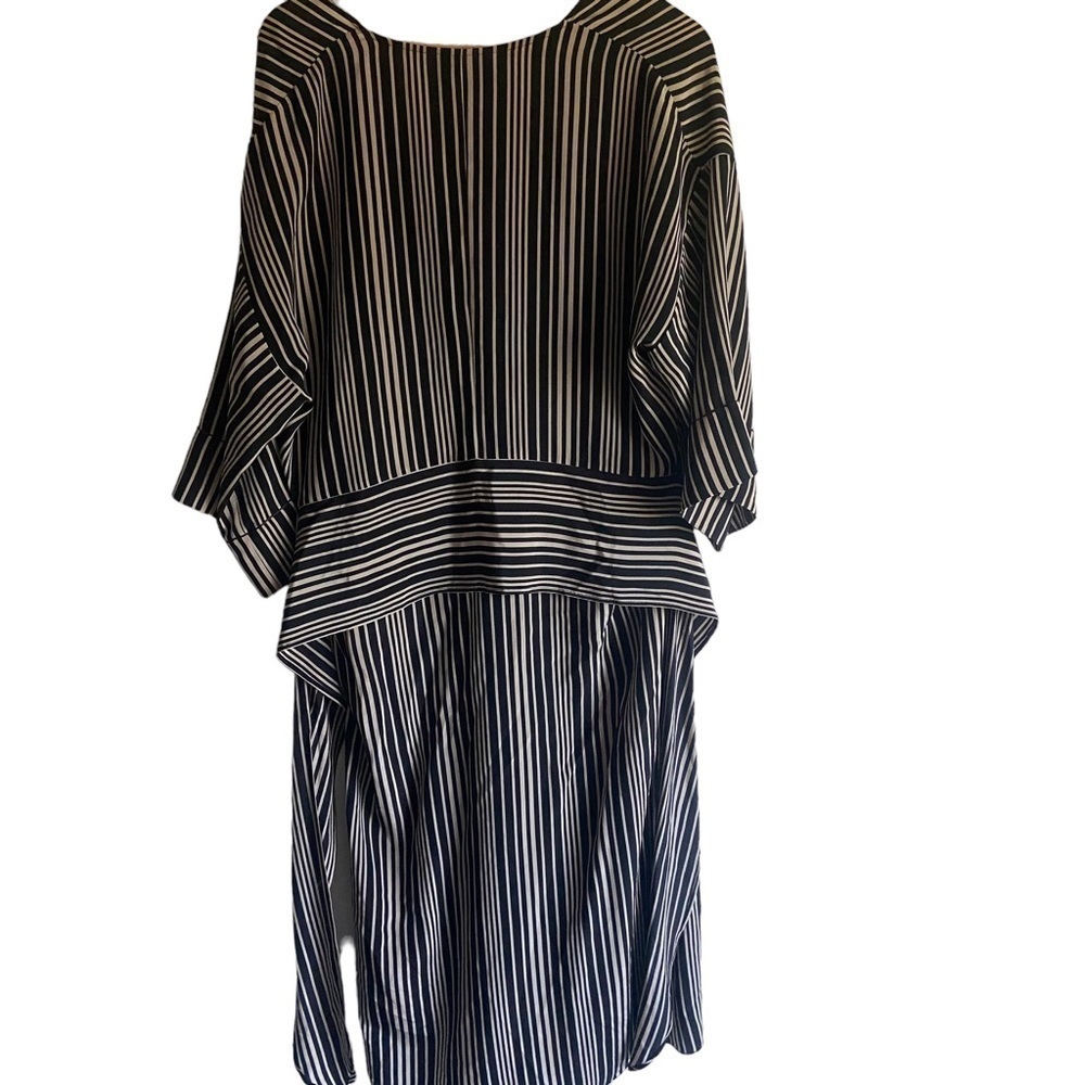 Halston Heritage Long V-Neck Self-Tie Kimono Jacket 100% Silk Sz - Picture 8 of 9
